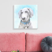 Weimaraner Painting - Kute Original Dog Art Canvas Afdruk (Insitu (Woonkamer))