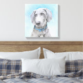 Weimaraner Painting - Kute Original Dog Art Canvas Afdruk (Insitu (Slaapkamer))