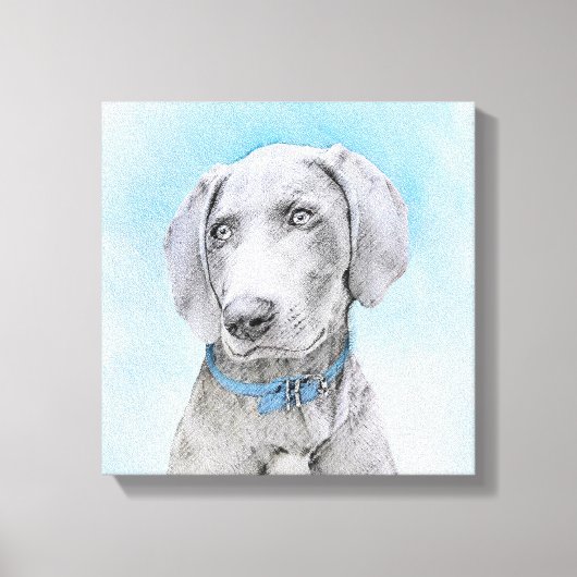 Weimaraner Painting - Kute Original Dog Art Canvas Afdruk (Voorkant)