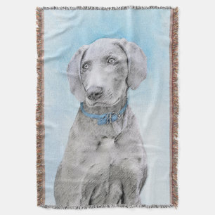 Weimaraner Painting - Kute Original Dog Art Deken