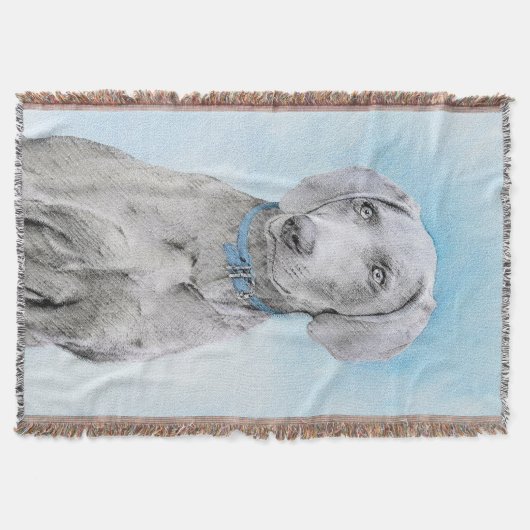 Weimaraner Painting - Kute Original Dog Art Deken (Voorkant)
