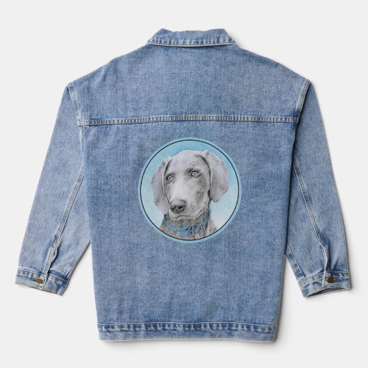 Weimaraner Painting - Kute Original Dog Art Denim Jacket (Achterkant)