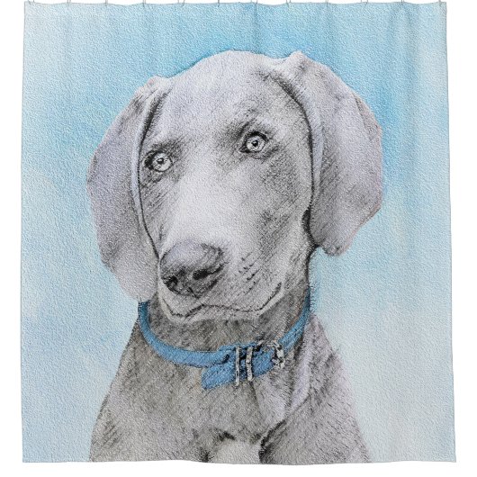 Weimaraner Painting - Kute Original Dog Art Douchegordijn (Voorkant)