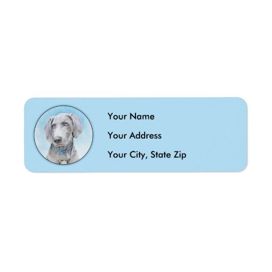 Weimaraner Painting - Kute Original Dog Art Etiket (Voorkant)