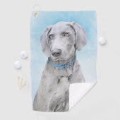 Weimaraner Painting - Kute Original Dog Art Golfhanddoek (Insitu)