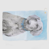Weimaraner Painting - Kute Original Dog Art Golfhanddoek (Horizontaal)