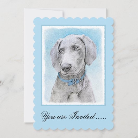 Weimaraner Painting - Kute Original Dog Art Kaart (Voorkant)