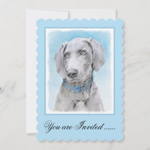 Weimaraner Painting - Kute Original Dog Art Kaart