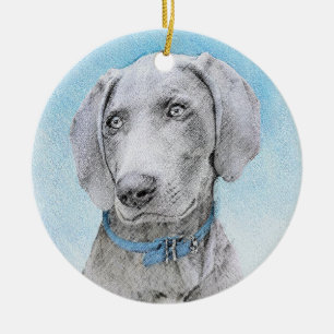 Weimaraner Painting - Kute Original Dog Art Keramisch Ornament