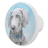 Weimaraner Painting - Kute Original Dog Art Keramische Knop (Rechts)