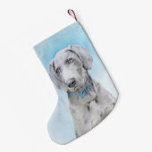 Weimaraner Painting - Kute Original Dog Art Kleine Kerstsok (Achterkant (Hangend))