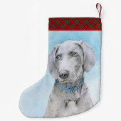 Weimaraner Painting - Kute Original Dog Art Kleine Kerstsok (Achterkant)