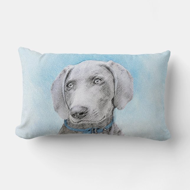 Weimaraner Painting - Kute Original Dog Art Kussen (Voorkant)