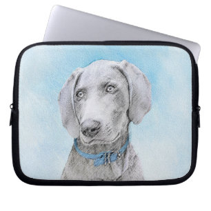 Weimaraner Painting - Kute Original Dog Art Laptop Sleeve