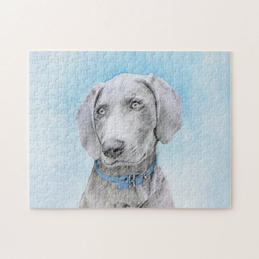 Weimaraner Painting - Kute Original Dog Art Legpuzzel (Horizontaal)