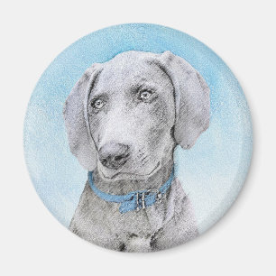 Weimaraner Painting - Kute Original Dog Art Magneet