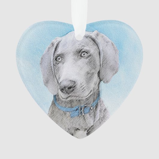 Weimaraner Painting - Kute Original Dog Art Ornament (voorkant)