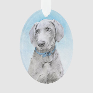 Weimaraner Painting - Kute Original Dog Art Ornament
