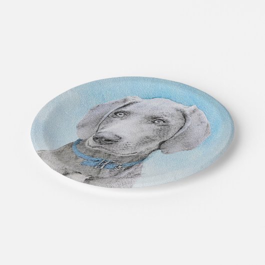 Weimaraner Painting - Kute Original Dog Art Papieren Bordje (Gekanteld)