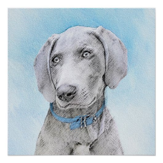 Weimaraner Painting - Kute Original Dog Art Perfect Poster (Voorkant)