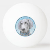 Weimaraner Painting - Kute Original Dog Art Pingpongbal (Achterkant)