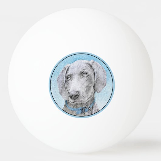 Weimaraner Painting - Kute Original Dog Art Pingpongbal (Achterkant)