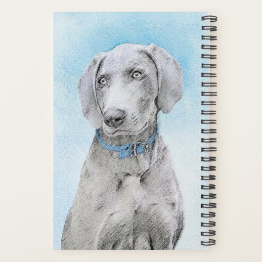 Weimaraner Painting - Kute Original Dog Art Planner (Achterkant)