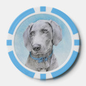 Weimaraner Painting - Kute Original Dog Art Poker Chips (Voorkant)