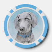 Weimaraner Painting - Kute Original Dog Art Poker Chips (Achterkant)