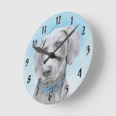 Weimaraner Painting - Kute Original Dog Art Ronde Klok (Hoek)