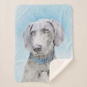 Weimaraner Painting - Kute Original Dog Art Sherpa Deken