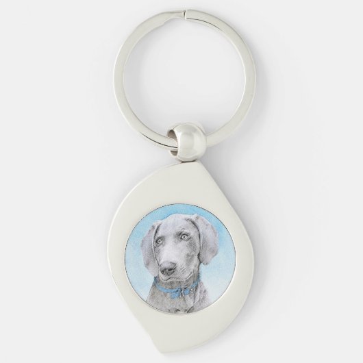 Weimaraner Painting - Kute Original Dog Art Sleutelhanger (Voorkant)