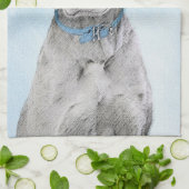 Weimaraner Painting - Kute Original Dog Art Theedoek (Gevouwen)