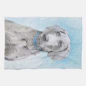 Weimaraner Painting - Kute Original Dog Art Theedoek (Horizontaal)