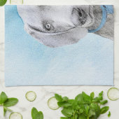Weimaraner Painting - Kute Original Dog Art Theedoek (Gevouwen)