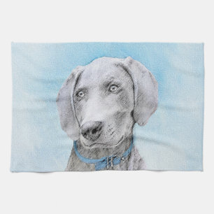 Weimaraner Painting - Kute Original Dog Art Theedoek