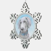 Weimaraner Painting - Kute Original Dog Art Tin Sneeuwvlok Ornament (Rechts)