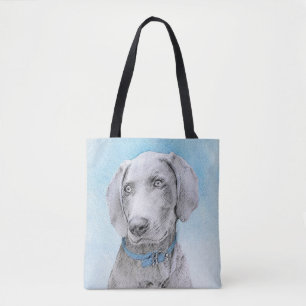 Weimaraner Painting - Kute Original Dog Art Tote Bag