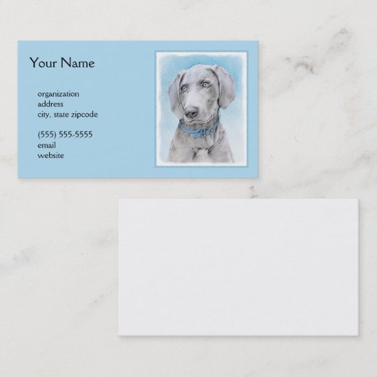Weimaraner Painting - Kute Original Dog Art Visitekaartje (Voorkant / Achterkant)