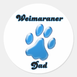 Weimaraner Papa blauw Pawprint Sticker