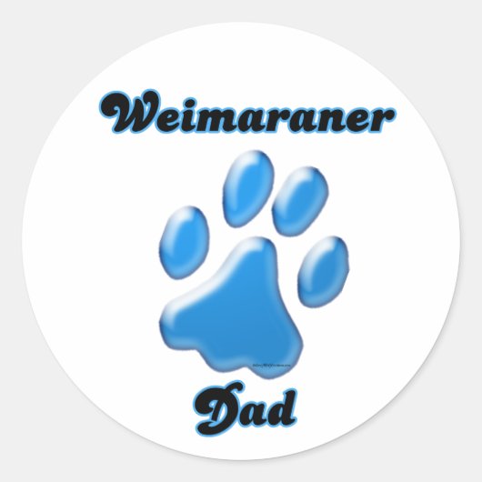 Weimaraner Papa blauw Pawprint Sticker (Voorkant)