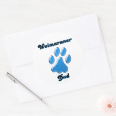 Weimaraner Papa blauw Pawprint Sticker (Envelop)