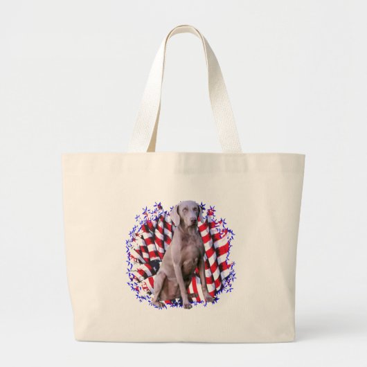 Weimaraner Patriot Grote Tote Bag (Voorkant)