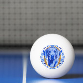 Weimaraner peering thru the letter "O" in Gold Pingpongbal (Net)