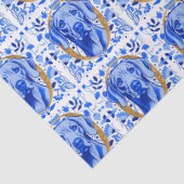 Weimaraner peering thru the letter "O" in Gold Tissuepapier (Detail)