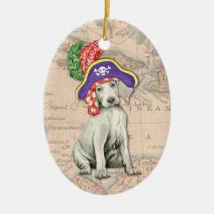Weimaraner Pirate Keramisch Ornament