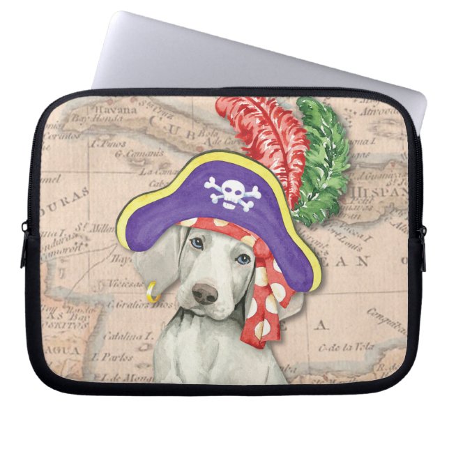 Weimaraner Pirate Laptop Sleeve (Voorkant)