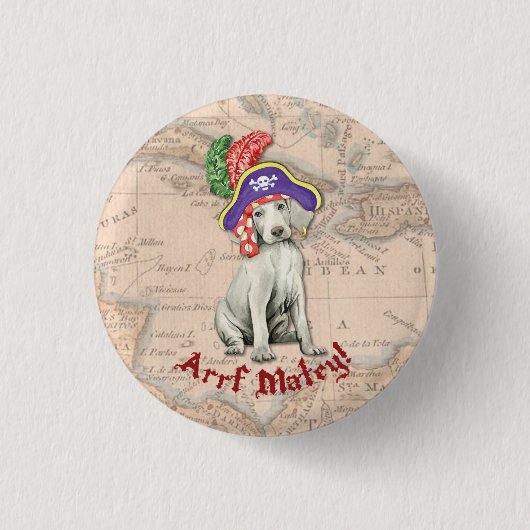 Weimaraner Pirate Ronde Button 3,2 Cm (Voorkant)