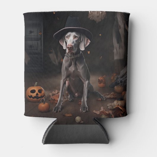 Weimaraner pompoenen Halloween eng Blikjeskoeler (Voorkant)