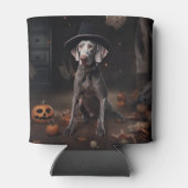 Weimaraner pompoenen Halloween eng Blikjeskoeler (Achterkant)